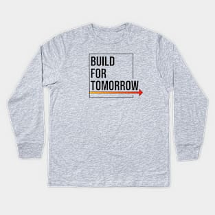 Build For Tomorrow Black Logo Kids Long Sleeve T-Shirt
